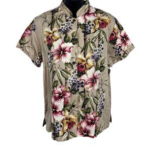 Hawaiian Reserve Collection Women Aloha Hawaiian Top Short Sleeve Mandarin Colla